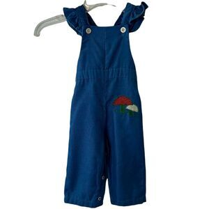 Vintage 1970s  Corduroy Unisex Boy Girl Healthtex Mushroom Overalls 12‎ months